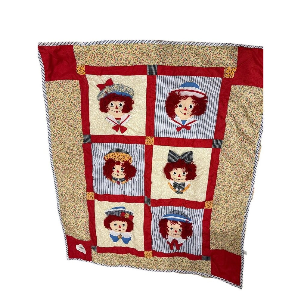 Vintage Raggedy Ann  Andy Crib Quilt Applause Nursery Bedding Blanket Comforter